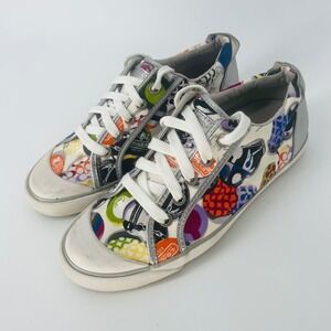 Coach Barrett Graffiti Multicolor Canvas Sneakers Signature C Pattern size 8